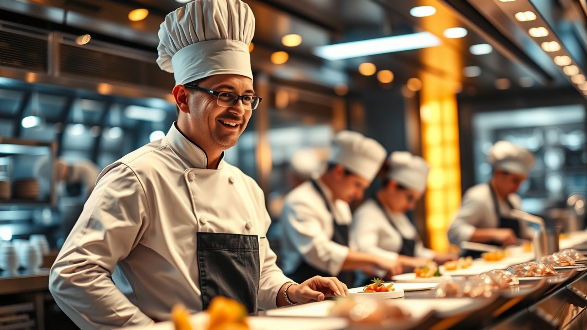 Equipo de cocina en un restaurante aplicando estrategias de retención de talento.