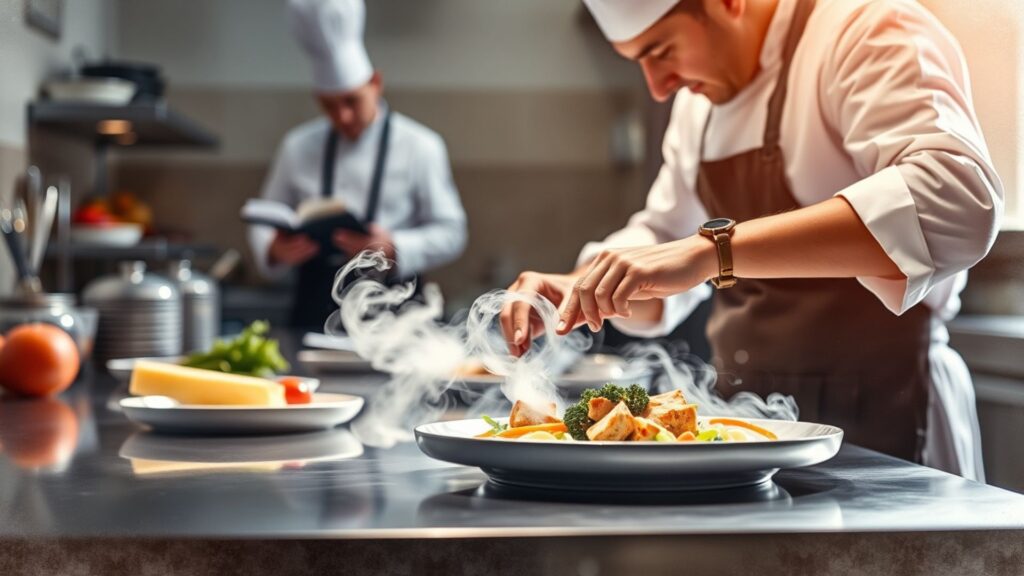 Cocinero en prueba práctica para selección de talento en cocina