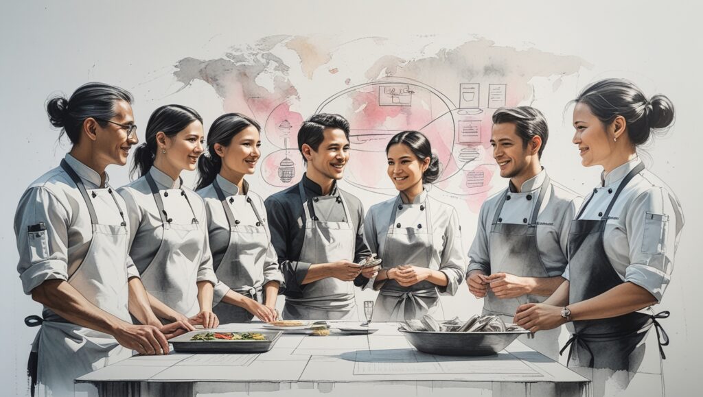 chef comunicándose con claridad con su brigada durante el servicio